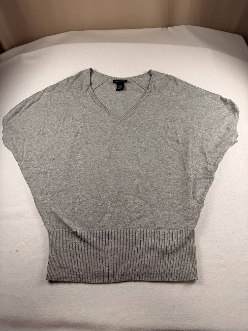 Lane Bryant Light Gray V-Neck Short Sleeve Sweater 327